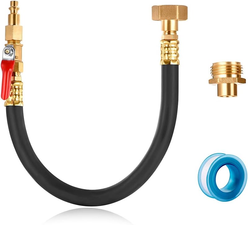 YELUN RV Winterize Blowout Adapter with Shut Off Valve, RV Winterizing Kit 12"Hose Air Compressor Quick Connect Blow Out Fitting Plug for Motorhome, Boat, Camper, Travel Trailer - Image 1